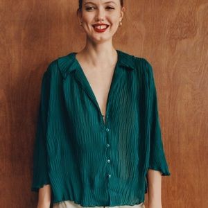 Urban Outfitters Aurora Plisse Blouse Size XS
